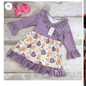 Infants Pete and Lucy Purple Flower Power Dress Size 0-6 months